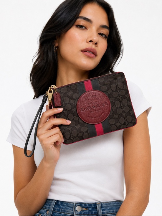 Coach Handbags - Pristine Coach Legacy Signature Stripe Wristlet Brown Red Y2K